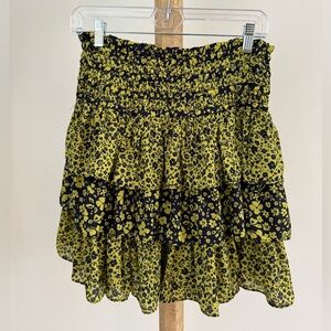 Floral Tiered Mini Skirt Navy Yellow Green by About Current Air Anthropologie.